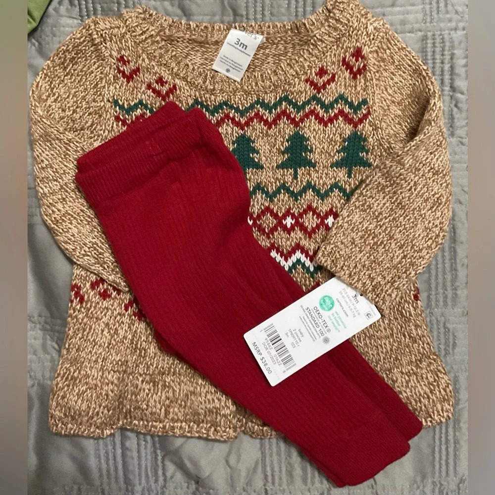Carter's Baby 2-Piece Holiday Sweater & Corduroy Pant Set. Size 3 Months NWT